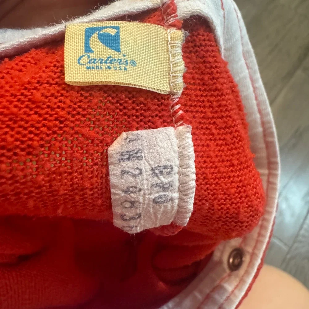 Vintage 70s Carters 24 Mo Red Footed Pajamas Set Matching Top Bottom Made in USA